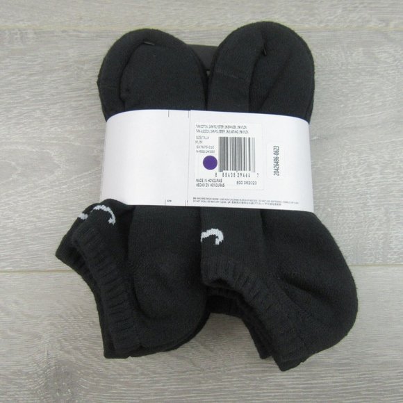 Nike Everyday Cushioned No Show Socks Black 6 Pack Womens 6-10 / Youth 5Y-7Y NEW - Picture 8 of 9